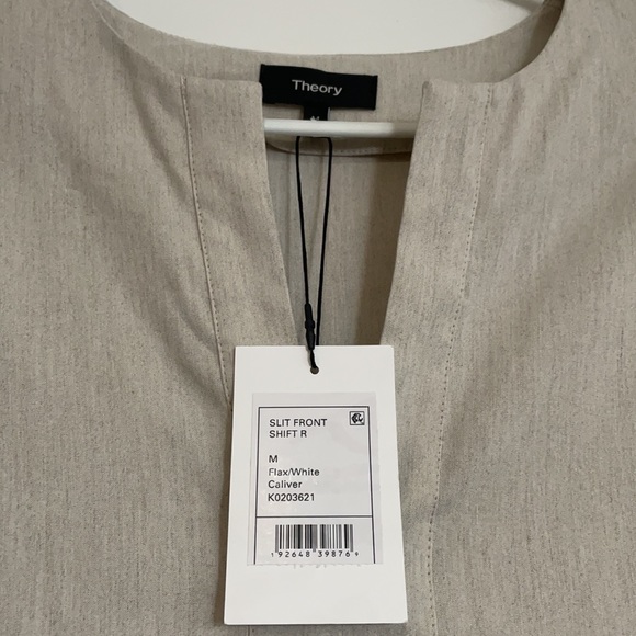 Theory Split Neck Linen-Blend Dress Size M - Picture 4 of 6